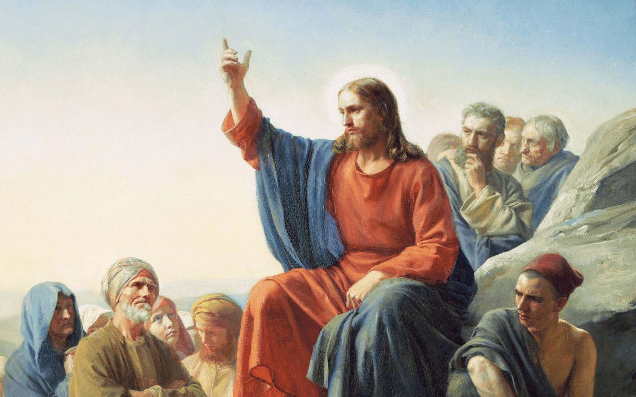 Jesucristo enseña a Sus discípulos durante el Sermón del Monte