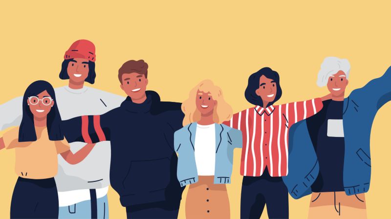 Ilustración de adolescentes pasando el rato.